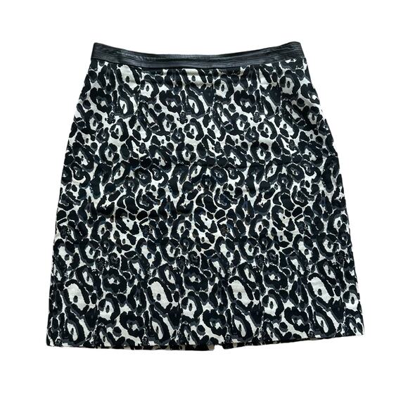 Milly black & cream animal print pencil skirt size 10 - Picture 1 of 9